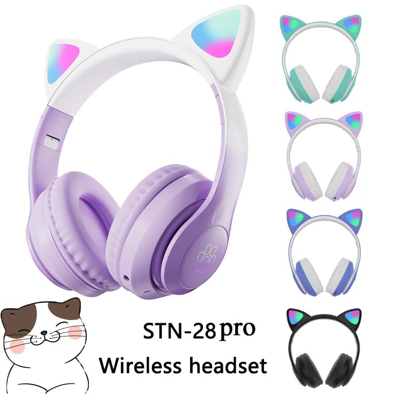 Cat Ear Bluetooth Headset Led - Nouveaux écouteurs sans fil STN-28 à