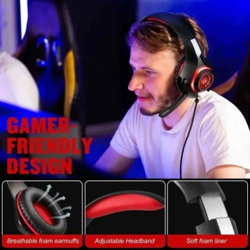 Gaming Headset With Mic Rgb - Casque de jeu filaire, micro antibruit,