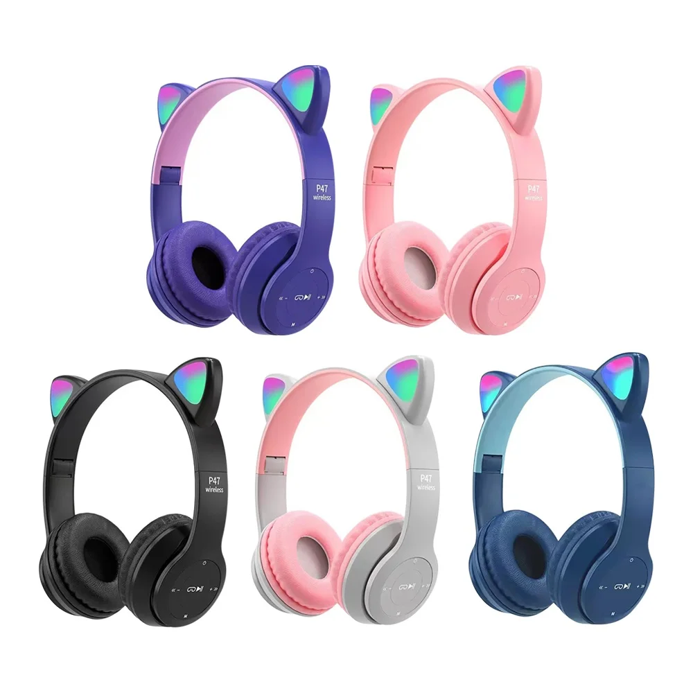 Cat Ear Bluetooth Headset Led - Oreille de chat mignon Bluetooth casque