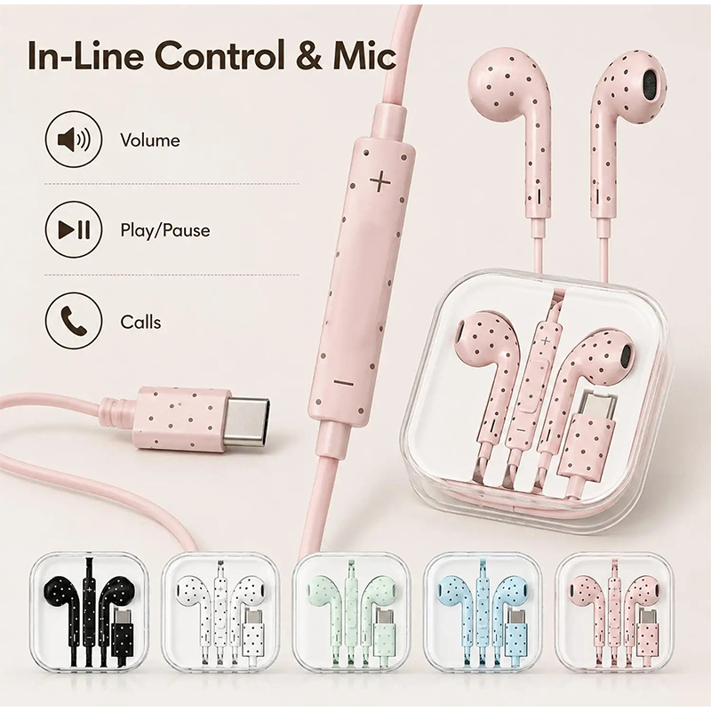 Type C Wired Earphones With Mic - Écouteurs intra-auriculaires filaires de type C