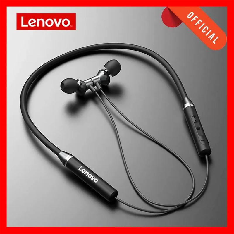 Magnetic Neckband Sports Earphones - Écouteurs Bluetooth Lenovo, étanches, qualité audio