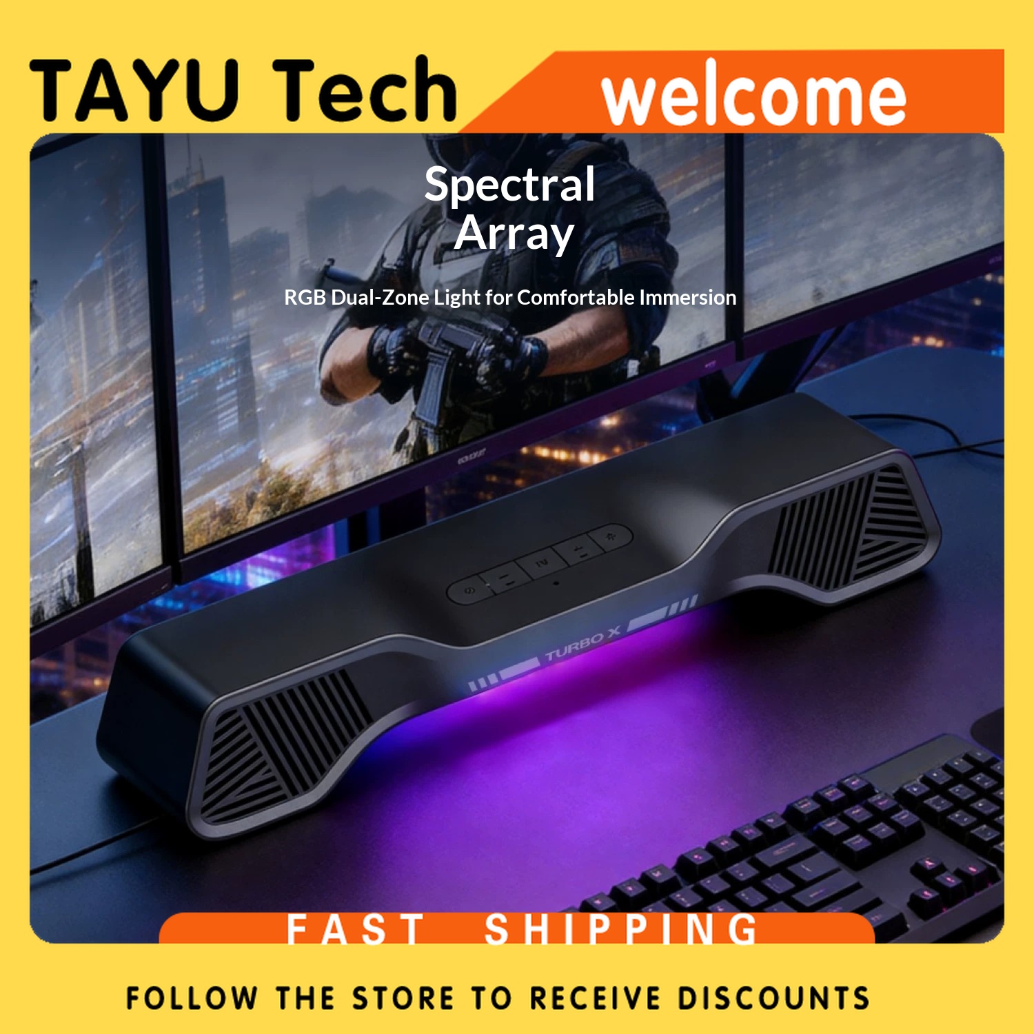 Rgb Computer Soundbar For Pc - Enceinte de jeu Hurricane Turbo X