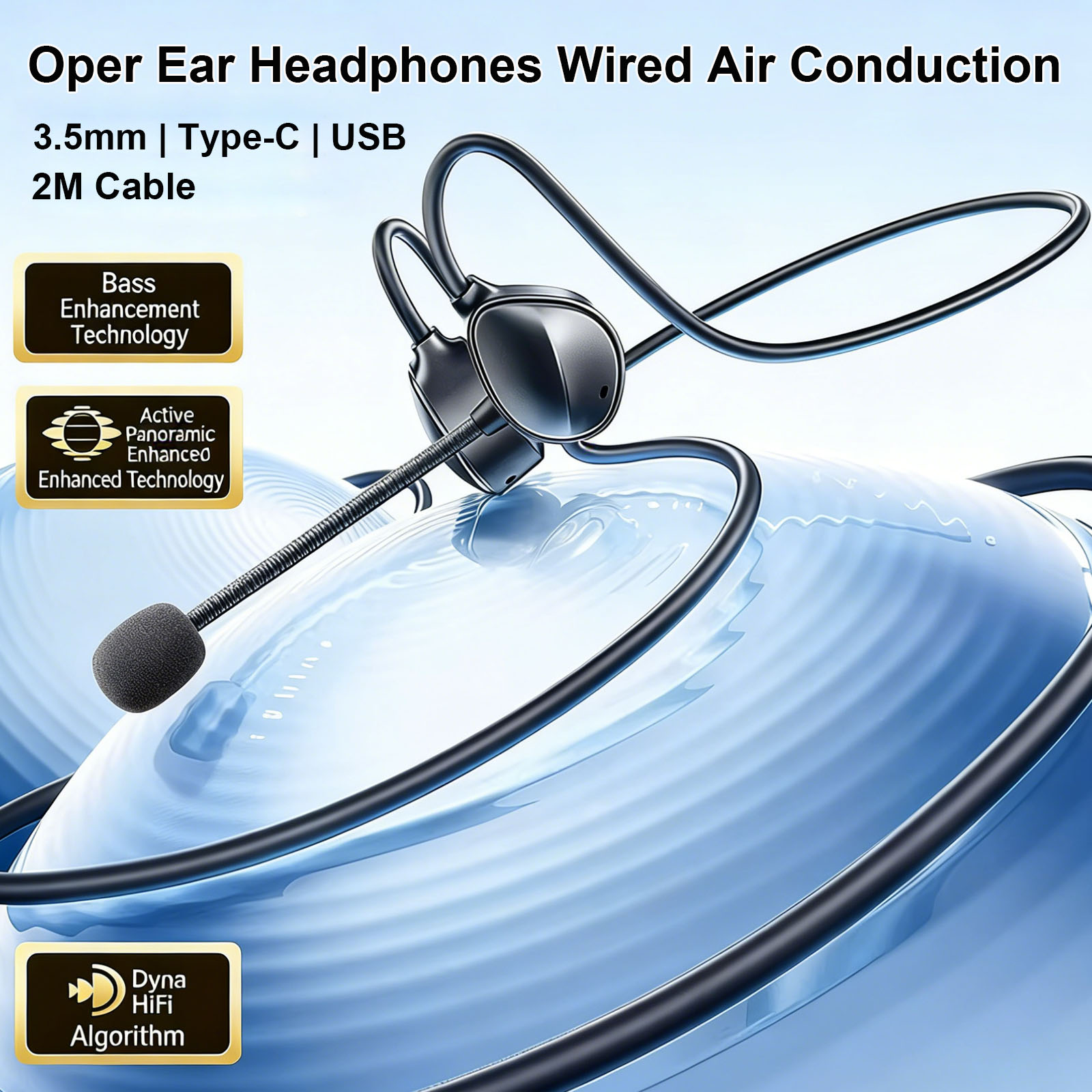 Open Ear Air Conduction Headphones - Écouteurs à oreille ouverte filaires 3,5