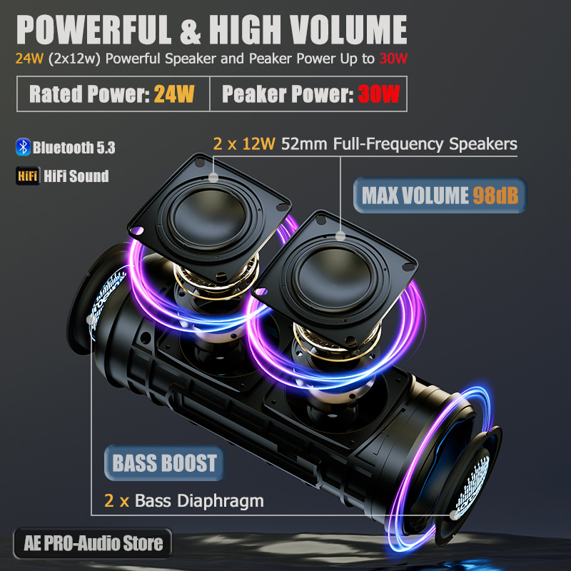Haut-parleur Bluetooth portabl - Portable Bluetooth Speaker Waterproof Ipx7 avis et prix