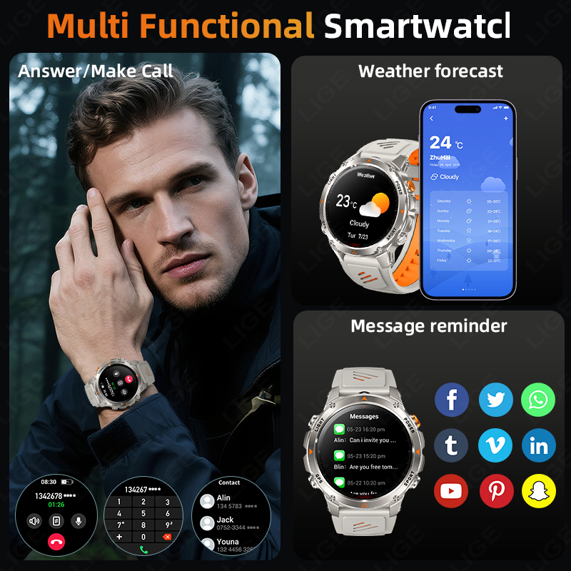 LIGE robuste GPS piste montre  - Smartwatches avis et prix
