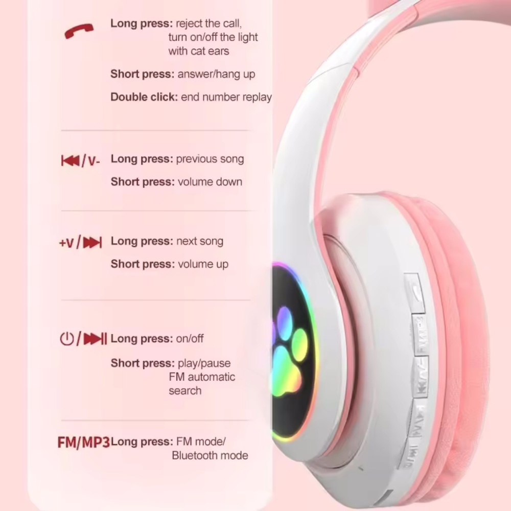 Casque sans fil à oreilles de  - Cat Ear Bluetooth Headset Led avis et prix