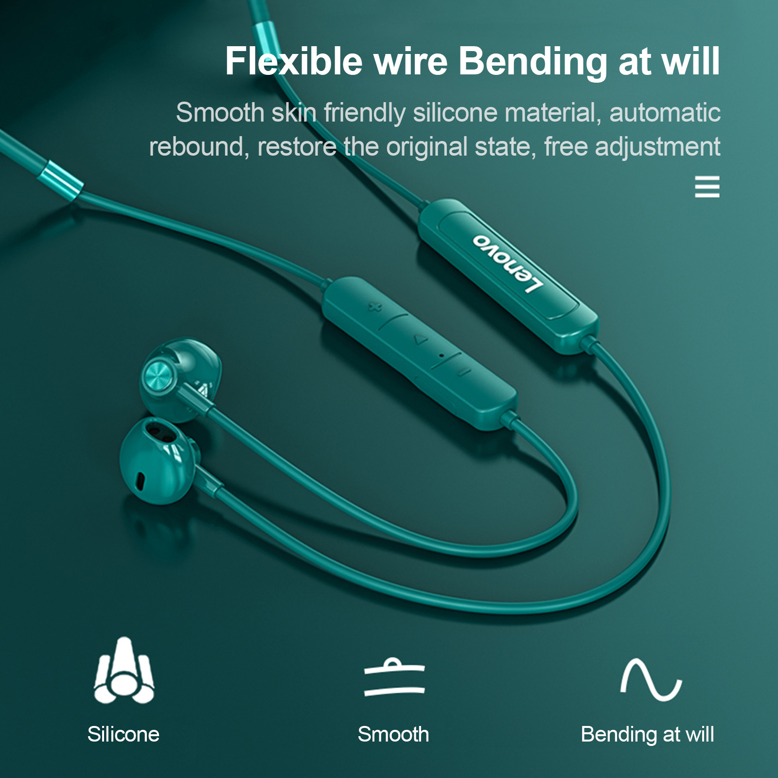 Lenovo-Écouteurs sans fil Blue - Magnetic Neckband Sports Earphones avis et prix
