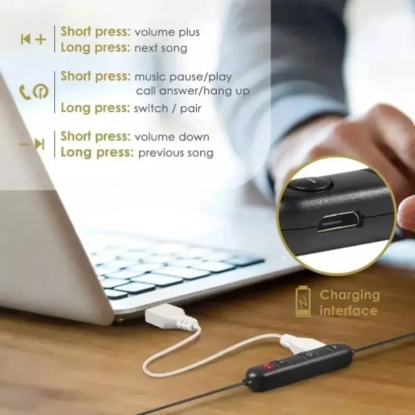 Écouteurs Bluetooth à tour de  - Magnetic Neckband Sports Earphones avis et prix